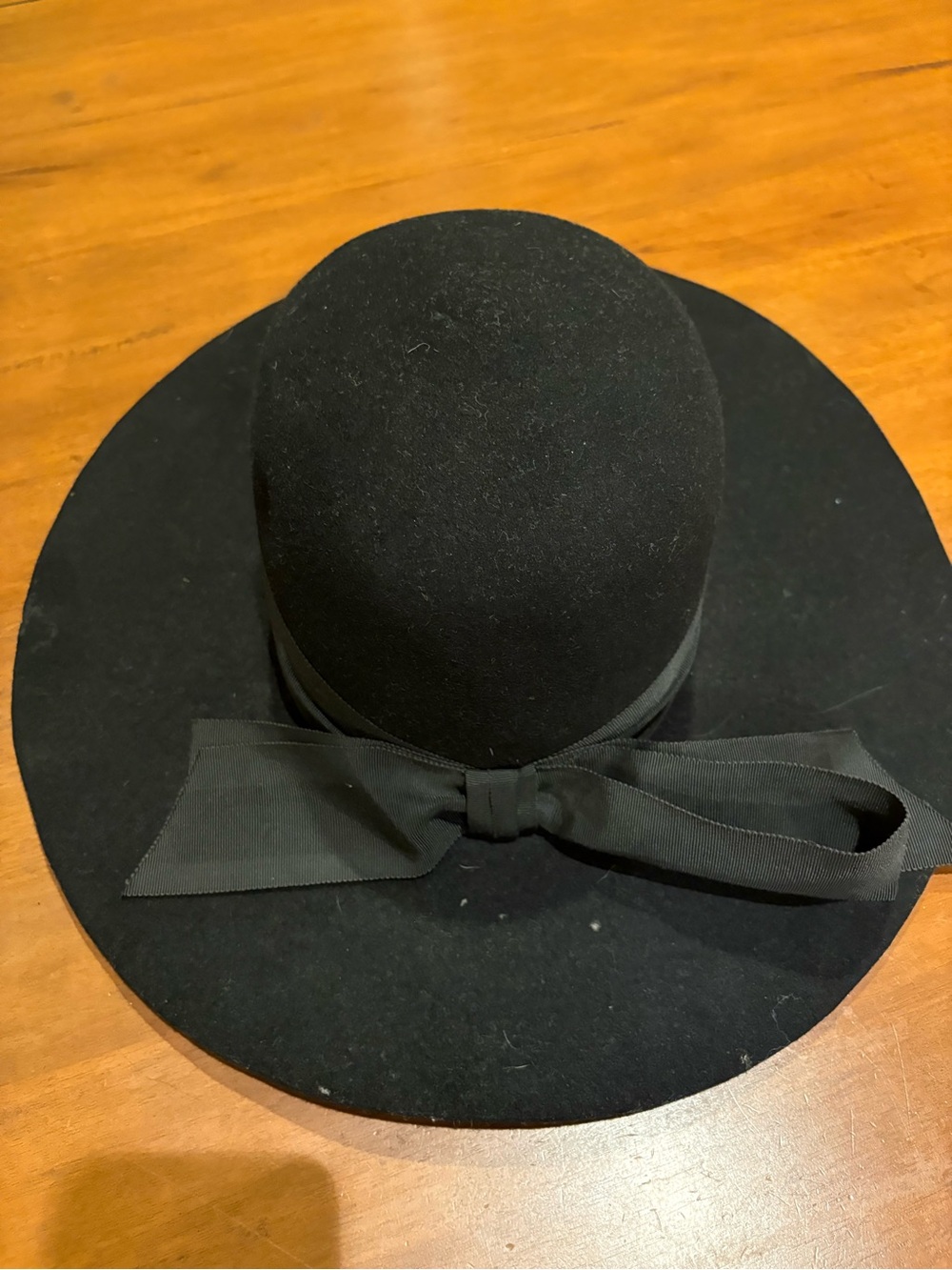 Black Wide Brim Felt Fedora Hat Ribbon Band Size S / Approx. 7 - 7.5